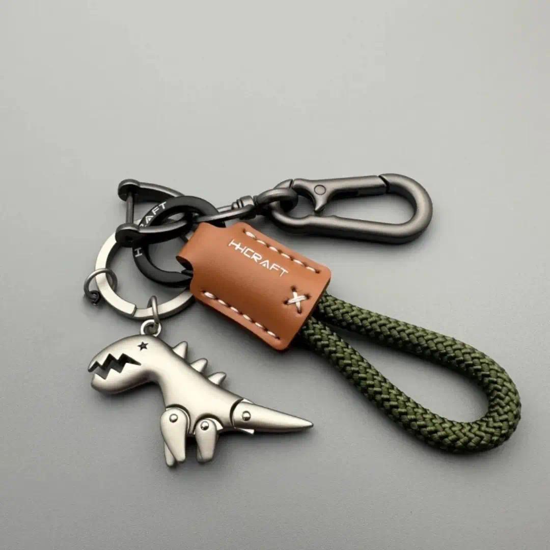 Motorcycle Style Decoration Accessories & Car Keychain, Single Leather Woven Rope Metal Keychain, Handbag Pendant & Small Gift for Men