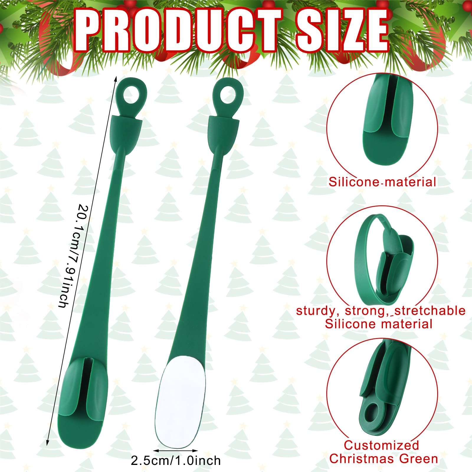 12 Pcs Christmas Garland Hook Pine Branch Garland Wall Hooks Green Wall Hanger Mantle Wreath Hook Christmas Garland Ties Stocking Holder Reusable Silicone Adhesive Straps Decoration for Fireplace Stairways  Home Decor Party  2024 ornament