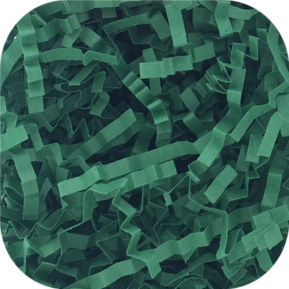 Crinkle Cut Paper Shred Filler Recyclable  Wrap Confetti Raffia Grass Shred Paper for Easter Baskets Filler Creative Eggs Decor(50g (Dark Green)