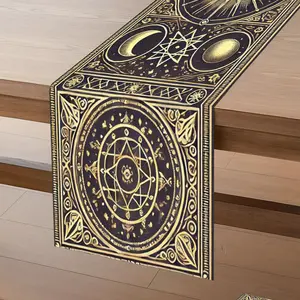 Tablecovers 1pc, Sun Moon Stars Chart, Rectangular table runner, kitchen table, dining room coffee table decoration, festive season tabletop accessories, 100% polyester, farmhouse party holiday dinner tablecloth