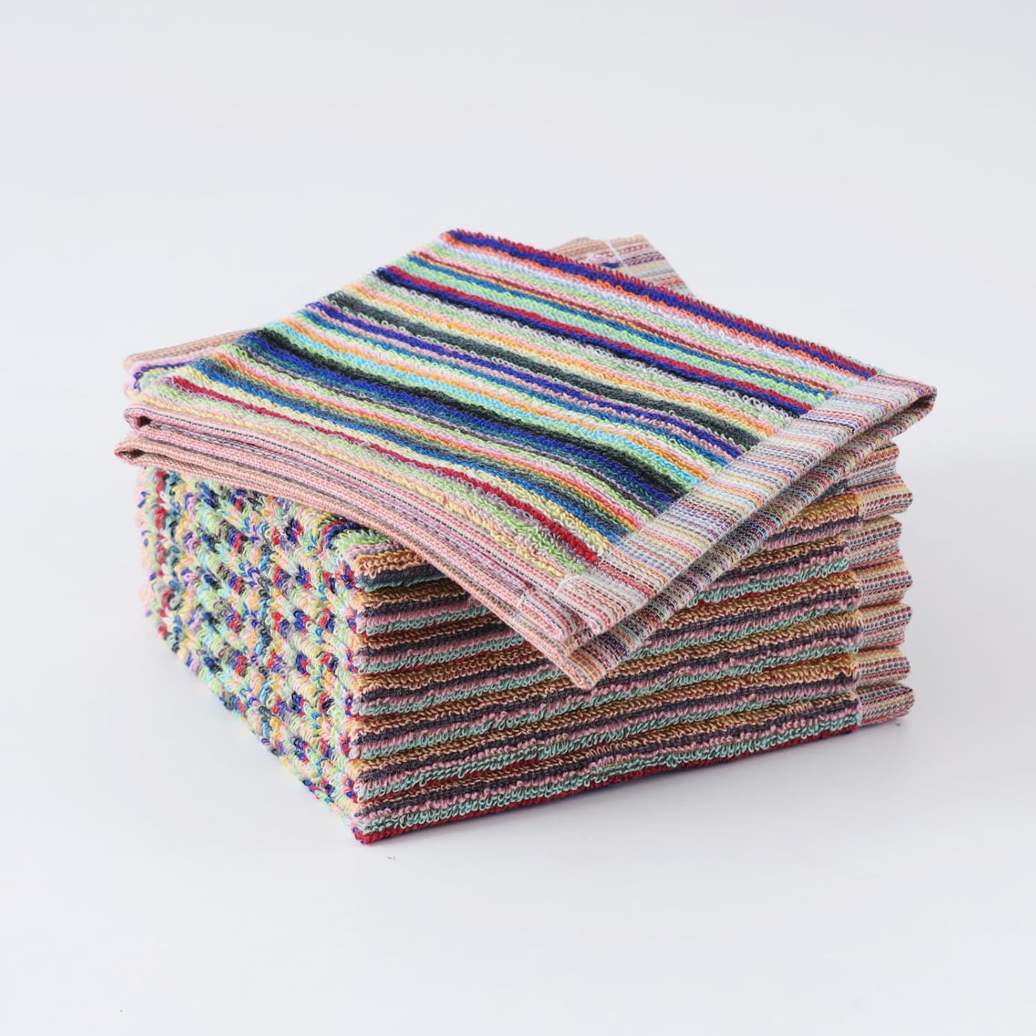 Kitchen Dishcloths for Washing Dishes, Ultra Absorbent Dish Rags, Cotton Cleaning Cloths Pack of 8, 12x12 Inches (multi-1, 12x12 inch)