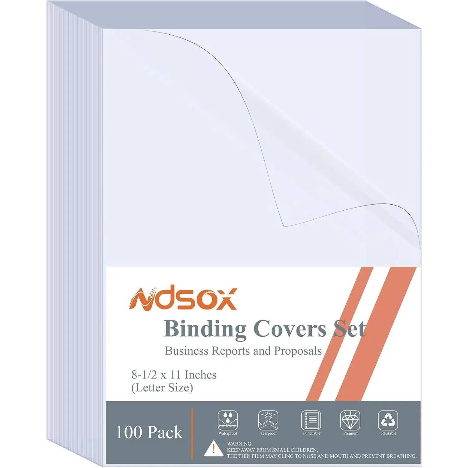 100 Pack Clear Binding Covers 8 Mil Polycover Report Cover Sheets 8-1/2 x 11 Inches Letter Size for Business Presentation Document Binding, Proposals, Office Supplies, Un-Punched, Square Corners