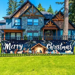 2D Flat Nativity Scene Holiday Banner, Non-Electric Hanging Decoration for Christmas New Year Valentine's Mother's Day, Indoor Outdoor Home Church Yard