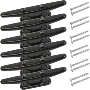 4inch/5inch/6inch/8inch/10inch High Impact Black Nylon Boat Dock Cleats with Screws, Ideal for Marine Deck Nautical Decor and Home Decor (4 Pack & 6 Pack)