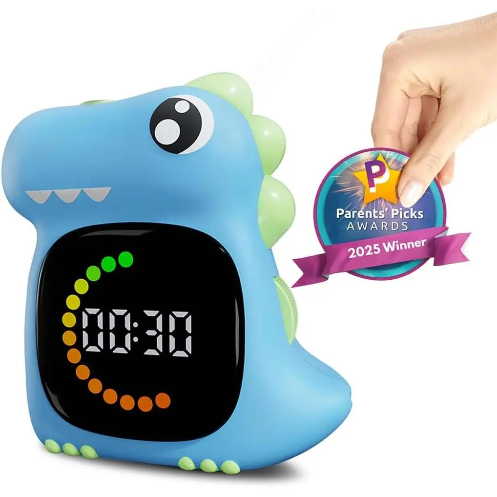 Visual Timer for , Blue Dinosaur Digital  Timer Visual Countdown | Rechargeable, LED screen, Color Progress Ring, up to 99 minutes, TV, Potty , 2-Min  Setting,  Brushing