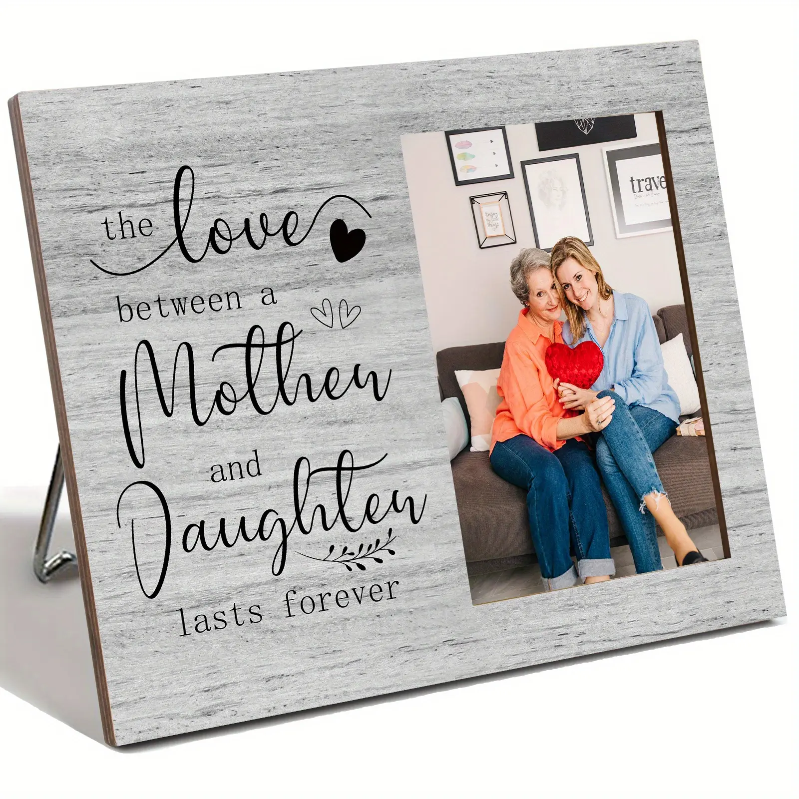 Vintage Wooden Photo Frame- "Mother and Daughter Forever Love" Theme, Perfect for Mother's Day, Birthday, Christmas Gifts