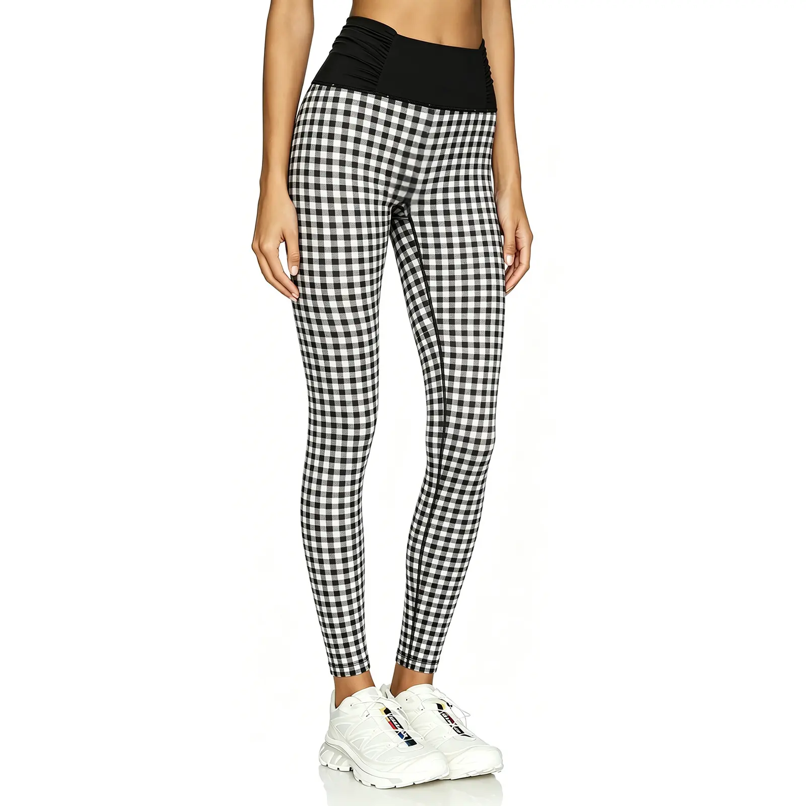Aoysky Women's Ruched High-Waisted Graphic Print Leggings, Slim Fit 7/8 Length with Tummy Control for Yoga & Gym, Fitness Pants, Female Gym Clothes, Womens Fitness