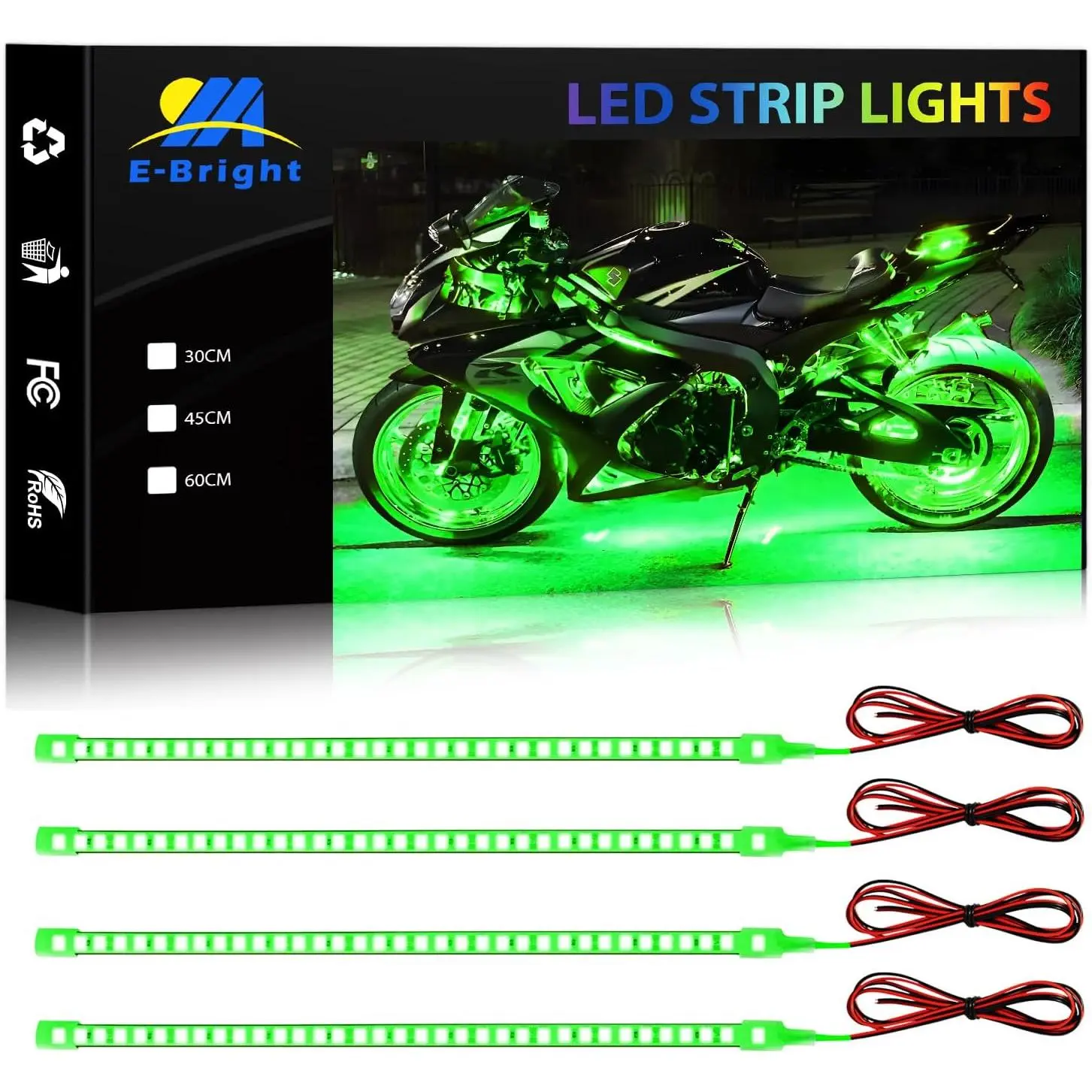 LED Strip Lights, 12in 36SMD 12V Green 4 Pack | IP68 Flexible strips suit compatible , , , and golf carts for interior or exterior accent lighting.