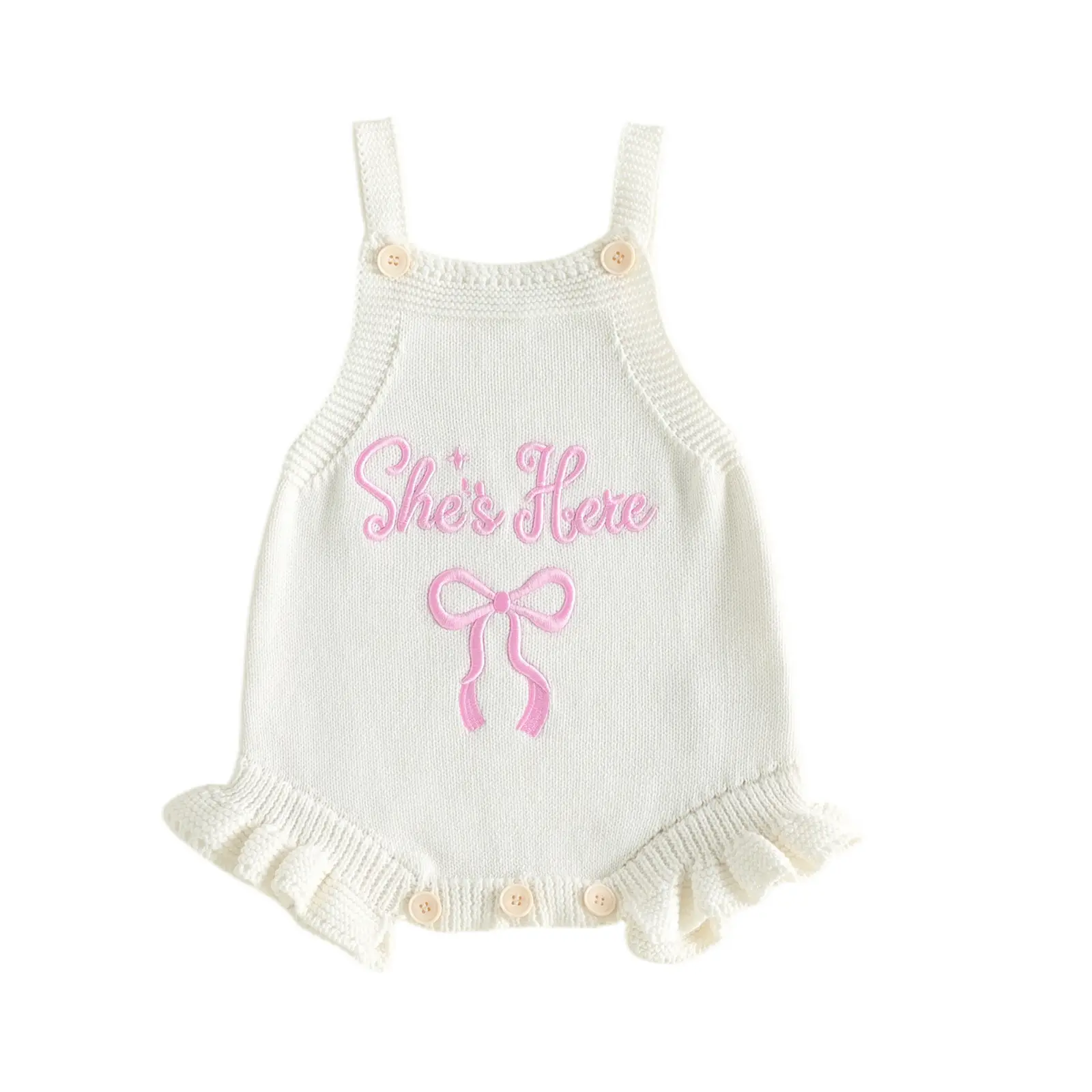 Newborn Baby Girl Sweater Romper Sleeveless Letter Embroidery Knit Bodysuit Fall Winter 0-3 Months