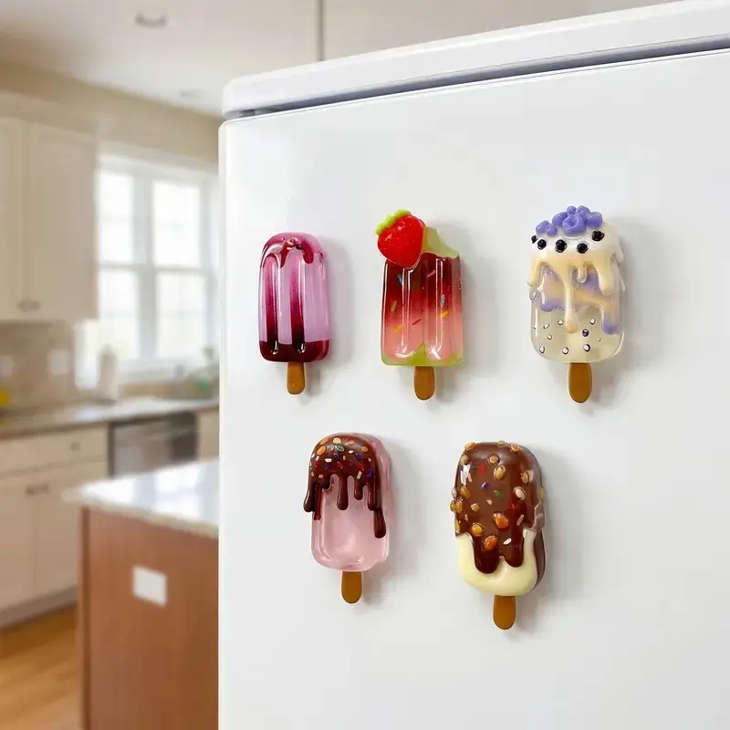 Cute Ice Cream Lollipop Refrigerator Magnets Set, Kitchen Decor, Office Organization, Cabinet Door Decoration, Home Workplace Fridge Magnet, Refrigerator Decorating Magnet, Refrigerator Magnets Decorative