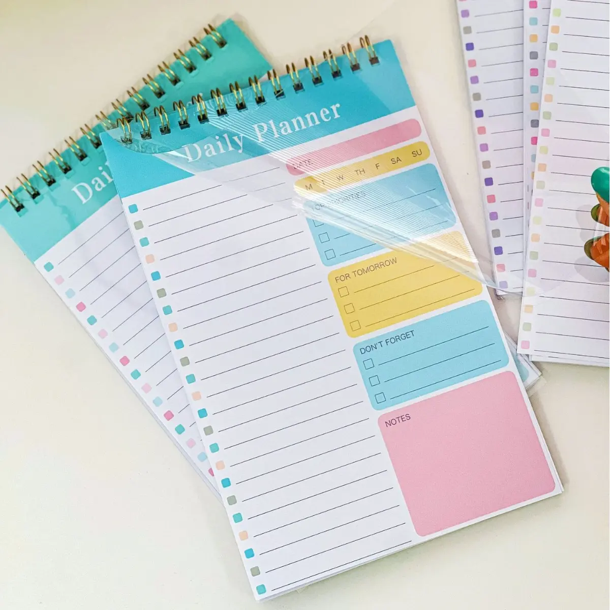 A5 Coil Binding Notebook, Customized English Text Rectangular Student Time Planning Book, 5-Pack Daily Time Management College Office Stationery Supplies