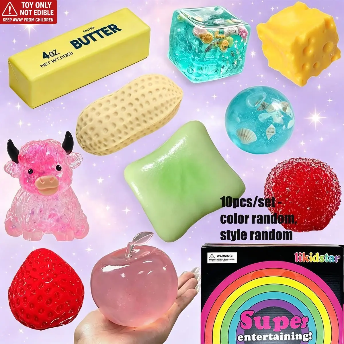 10 pcs/set - Mystery Blind Box Stress Relief Toys, Sensory Kit, Creative Slow-Return Decompression Squeeze Toys, Party Gifts, Soft Compression Toys, Squishy Fun Set