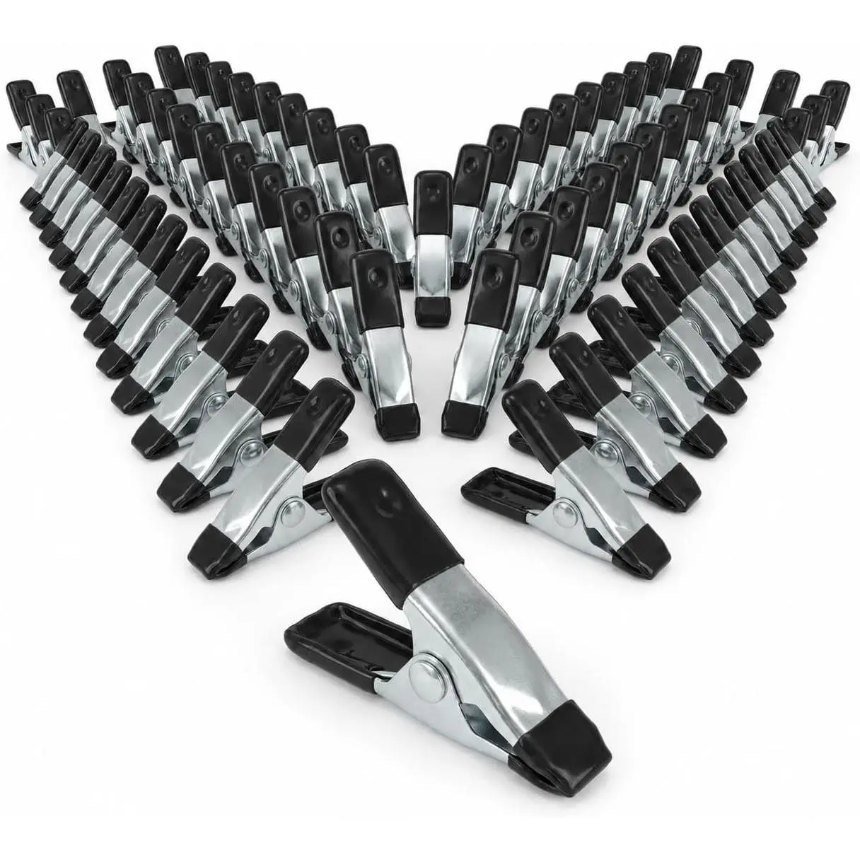 40 count Small Spring Clamps, 2 Inch Black Metal Clip for Crafts, Heavy Duty Woodworking Fastener, Photography Muslin Backdrop Holder