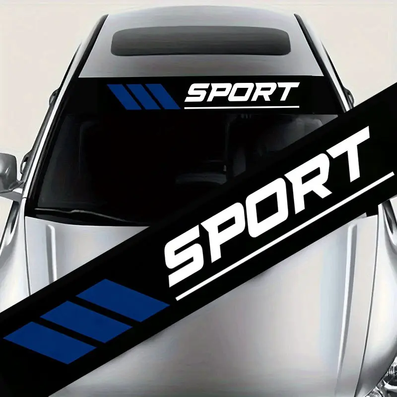 1pc Racing Style Blue Decal SPORT Car Sticker Car Windshield Sunshade Decoration Sticker Scratch-Resistant And Wear-Resistant Sticker Suitable for All Car Models