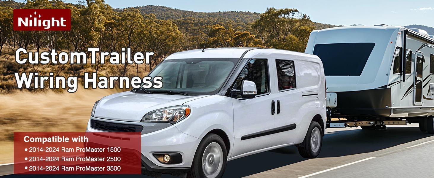 Nilight 4 Pin Trailer Wiring Harness Kit 56478 Vehicle Standard 4 Way Connector Custom for 2014 2015 2016 2017 2018 2019 2020 2021 2022 2023 2024 Ram ProMaster 1500 2500 3500 Simple Fit Tow Hitch