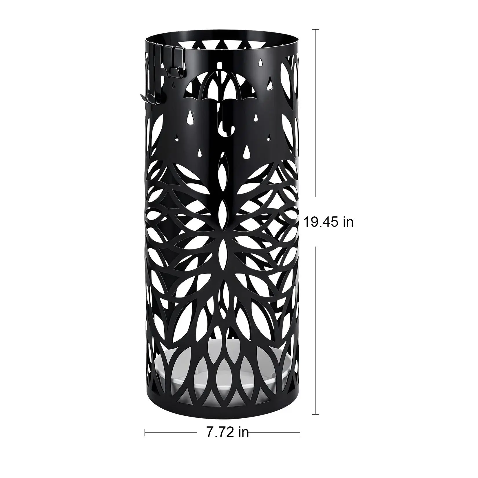 Decorative Hollow Metal Umbrella Rack - Freestanding Cold Rolled Steel Round Tube Holder, Entryway Organizer for Medium/Large Umbrellas, Canes & Walking Sticks