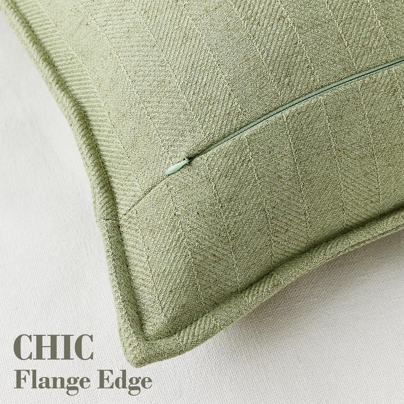 18x18 Pillow Covers Sage Green Pack of 2 Farmhouse Boho Neutral Accents Striped Textured Square Decorative Throw Pillow for Living Room Couch Bed Home Decor