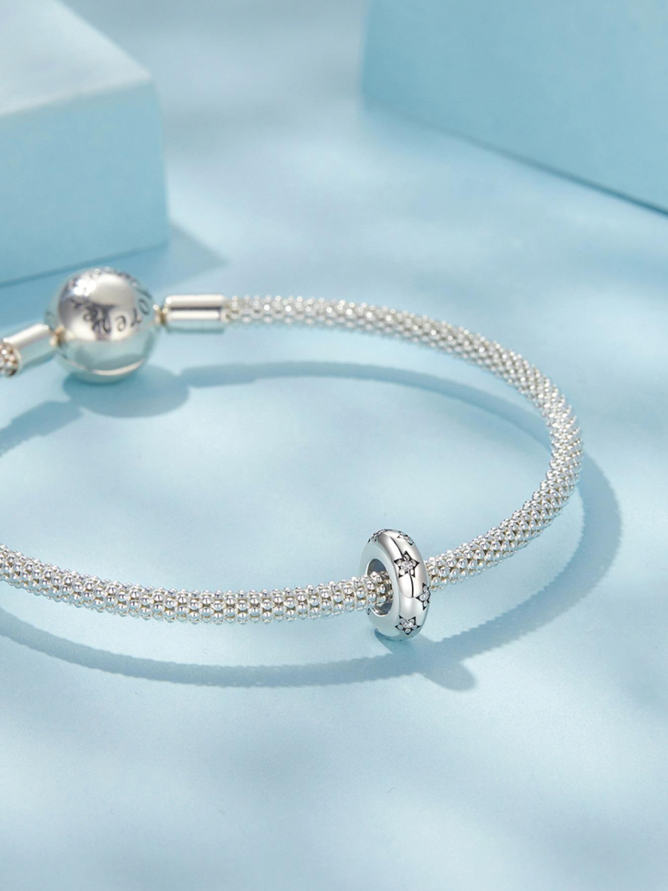 S925 Sterling Silver Star Design  Bead, Fashionable Diy Bead for Necklace & Bracelet, Trendy All-match & Exquisite Diy Jewelry Accessories for Birthday Gift