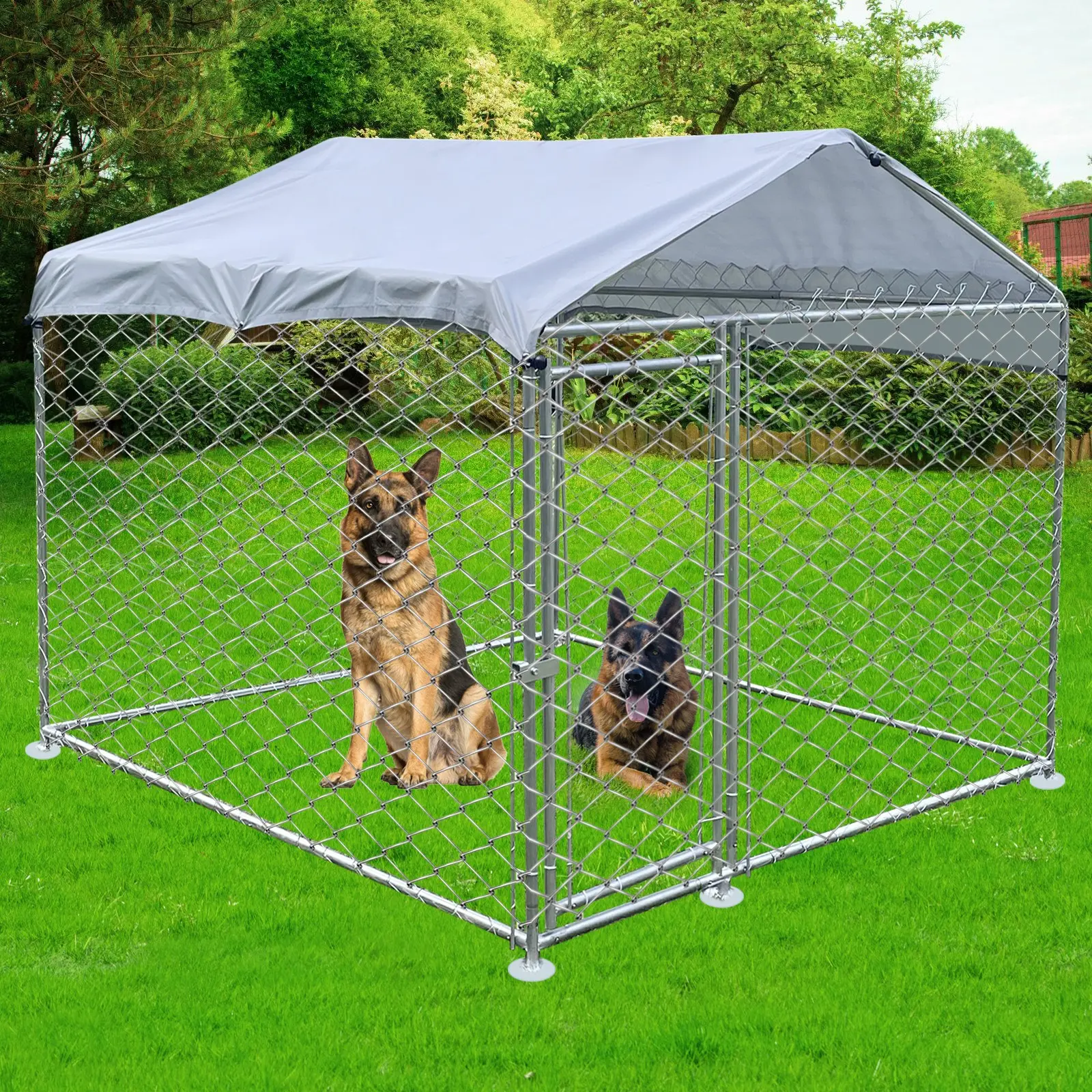 For Dog Playpen with Roof Large Outdoor Dog Kennel Heavy Duty Metal Big Dog Cage