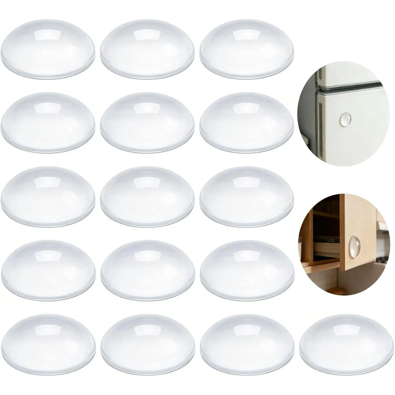 16 count Cabinet Door Bumpers for Reducing Noise, Door Handle Bumpers | Thickened Clear Door Bumpers to Protect Walls From Doorknob , Invisible Wall Bumpers Fridge Door Bumpers (16*16mm)