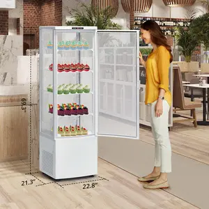 8.4 Cu.ft Commercial Freestanding Display Refrigerator, Beverage Refrigerator with LED Lighting, Double Tempered Glass Door, Auto Defrost & Adjustable Shelves, for Cafe and Restaurant
