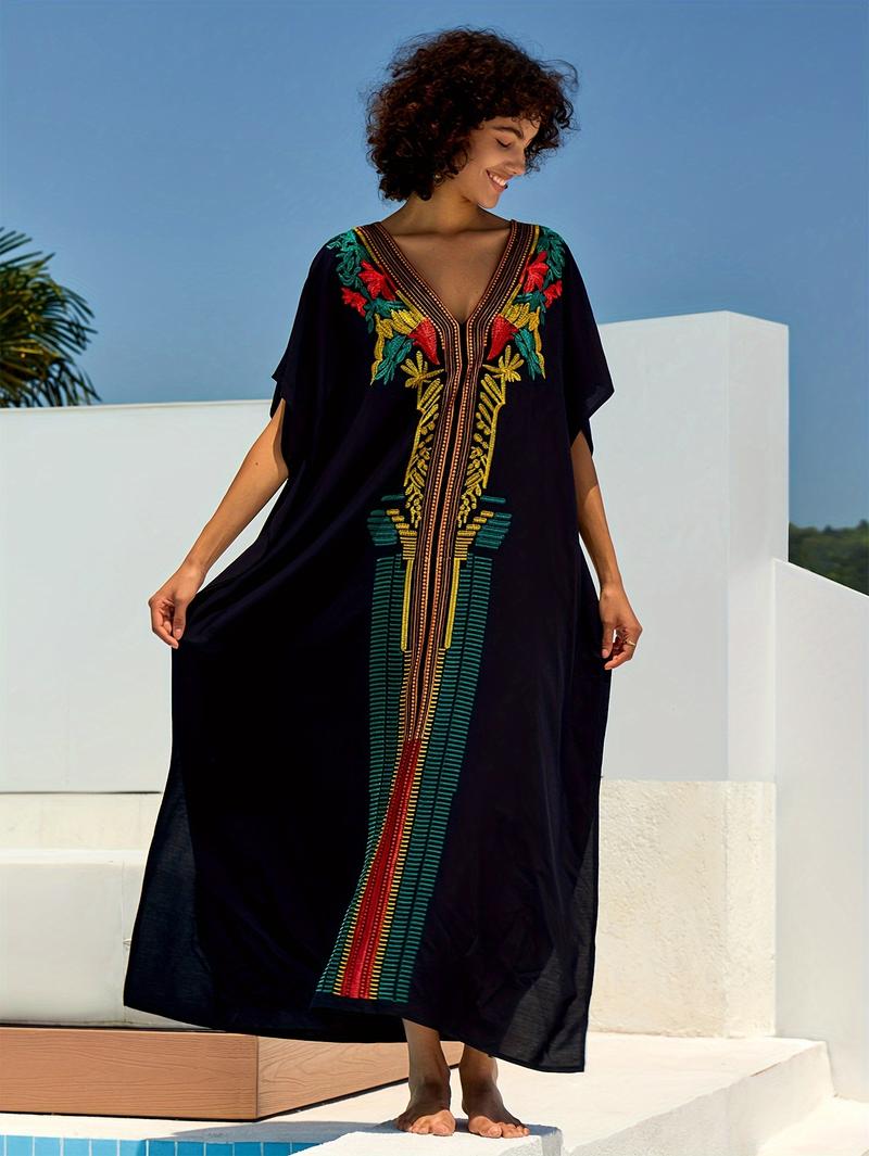 Moroccan Kaftan Dresses For Women Plus Size Caftans Loungewear Embroidered Beach Kaftan Cover Up Mumu House Dress
