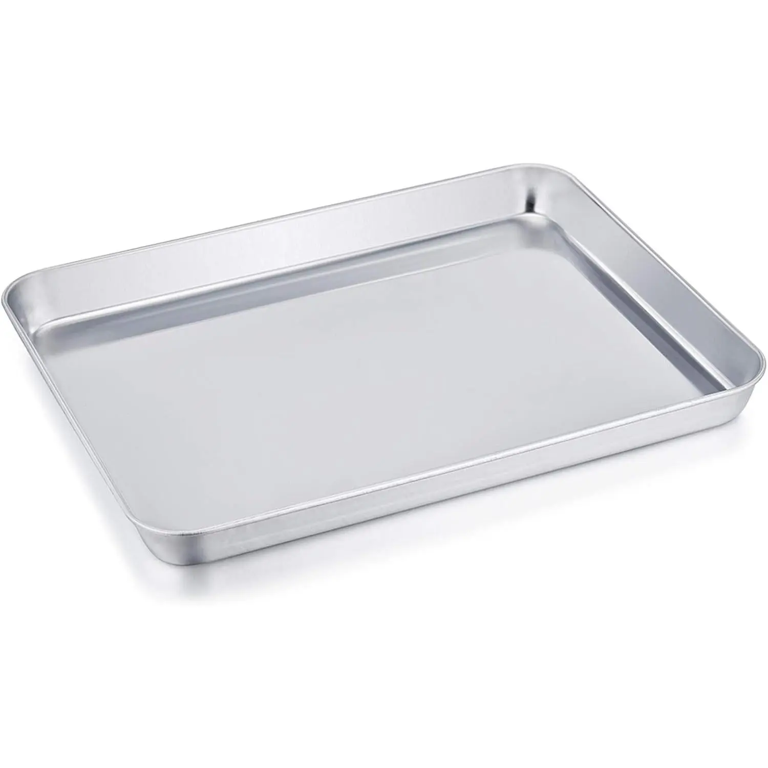 Stainless Steel Compact Toaster Oven Pan Tray Ovenware Professional, 8''x10.5''x1'', Heavy Duty & Healthy, Deep Edge, Superior Mirror Finish, Dishwasher Safe