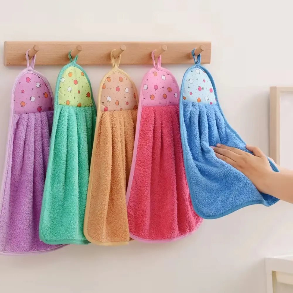 Hand Towels, 7-Pack Coral Velvet Solid Color Set, Soft, Absorbent & Quick-Drying Hanging Cloths for Kitchen and Bathroom, Absorbant Clean Towel, Kitchen Linens, Bathroom Supplies, Cloth Dishcloths, 7 Pcs