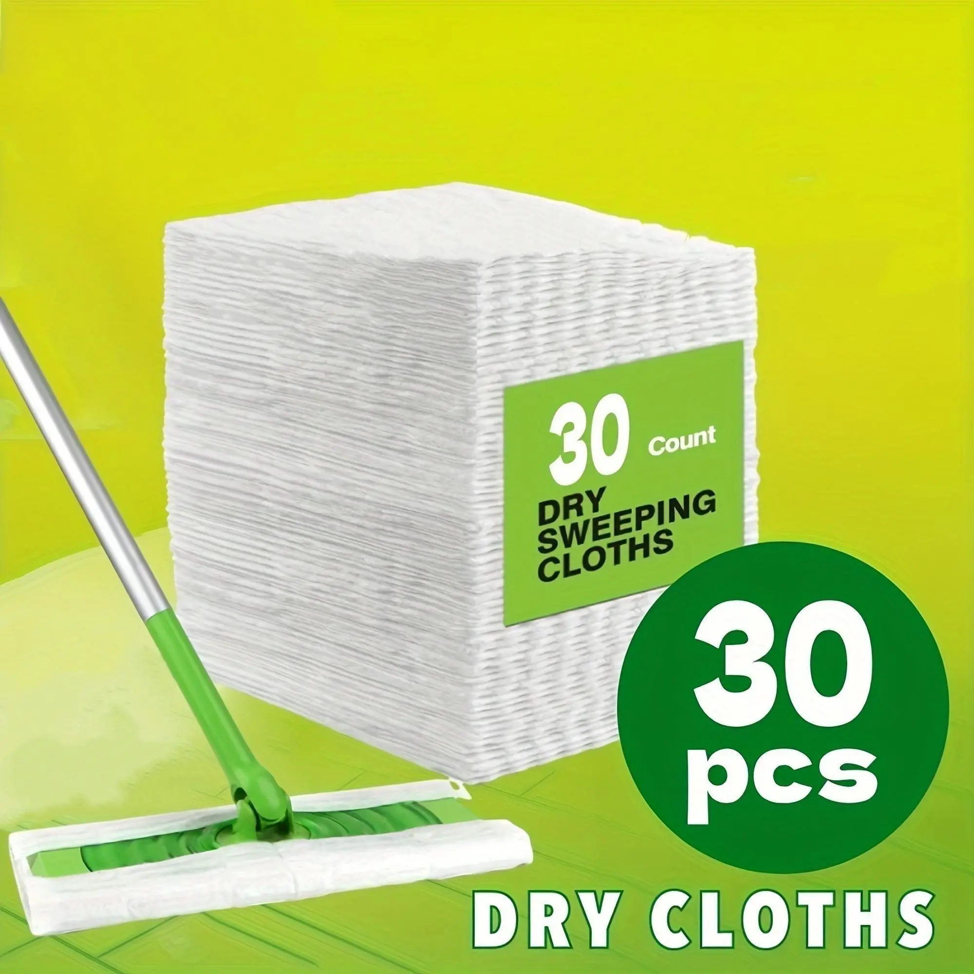 30 Sheets Pack Dry Sweep Cloth Pads, Compatible with Swiffer Sweeper, Disposable Dusting Replacement Mats, Thick Static-Free Paper, Floor Cleaning Cloths