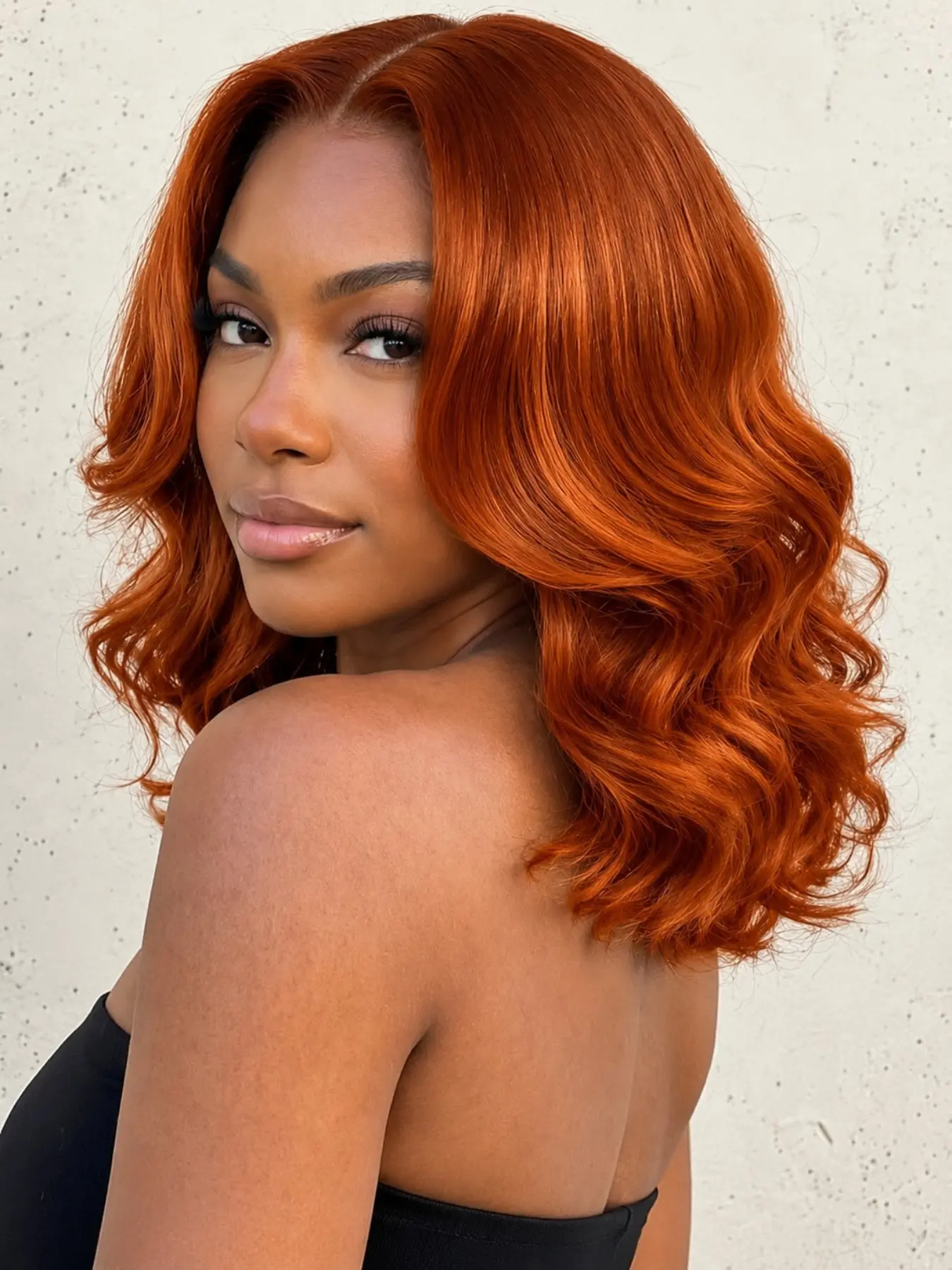 14 Inch Ginger Orange Deep Wave Lace Front Wig Heat Resistant Synthetic Hair Glueless Natural Hairline for Daily & Party Wear