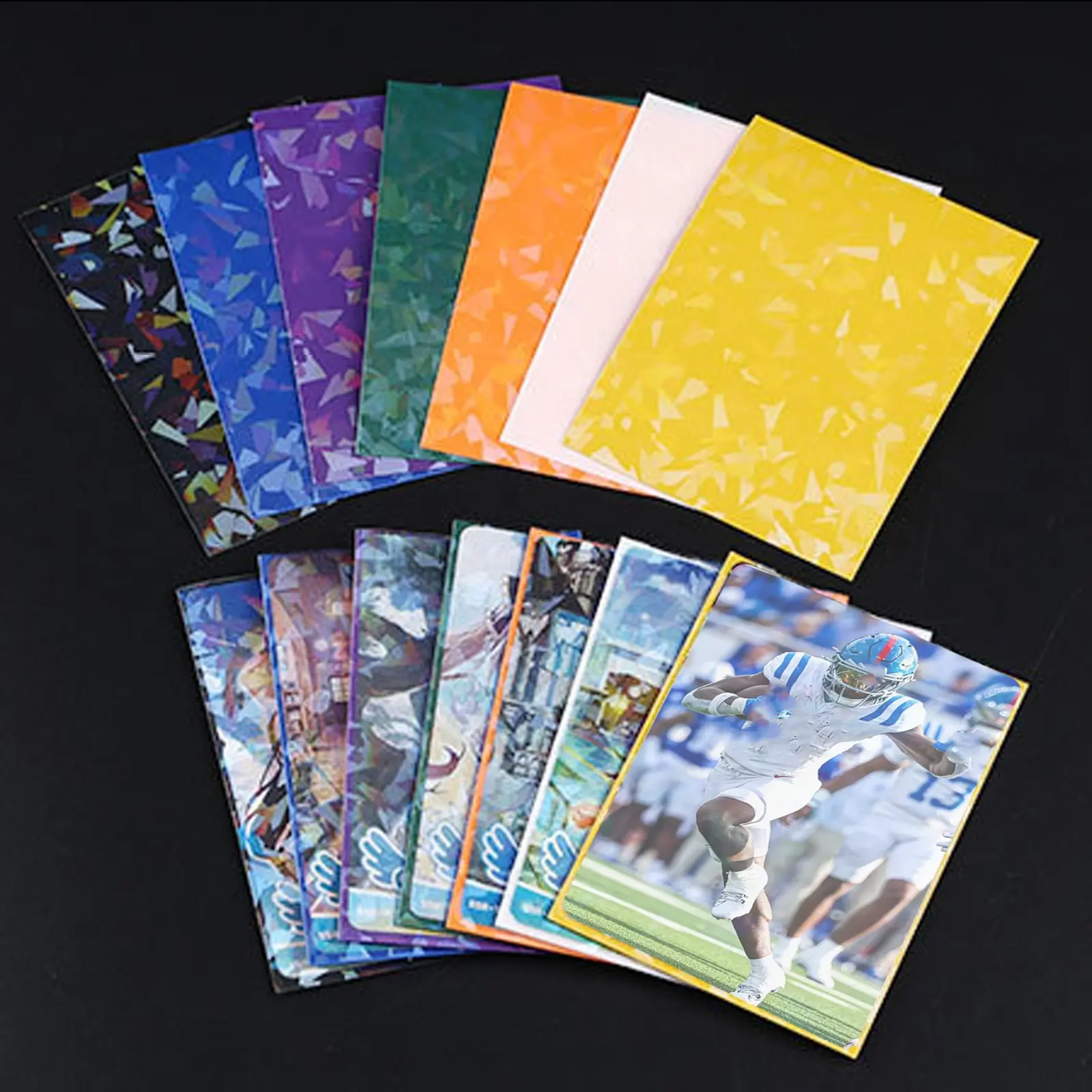 50pcs Holographic Trading Card Sleeves Case, 66x91mm, Durable PP Material, Broken Gemstone Design, Photo Protector Covers for PTCG TCG MTG Sports Games Cartoon Collectible Cards Holder