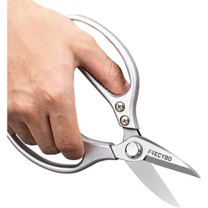 Heavy Duty All Metal Leather Scissors, Short Blades Effortless Cutting, Large Comfortable Grip Shears for Crafting, Sewing Fabric, Leather, Cotton, Cloth