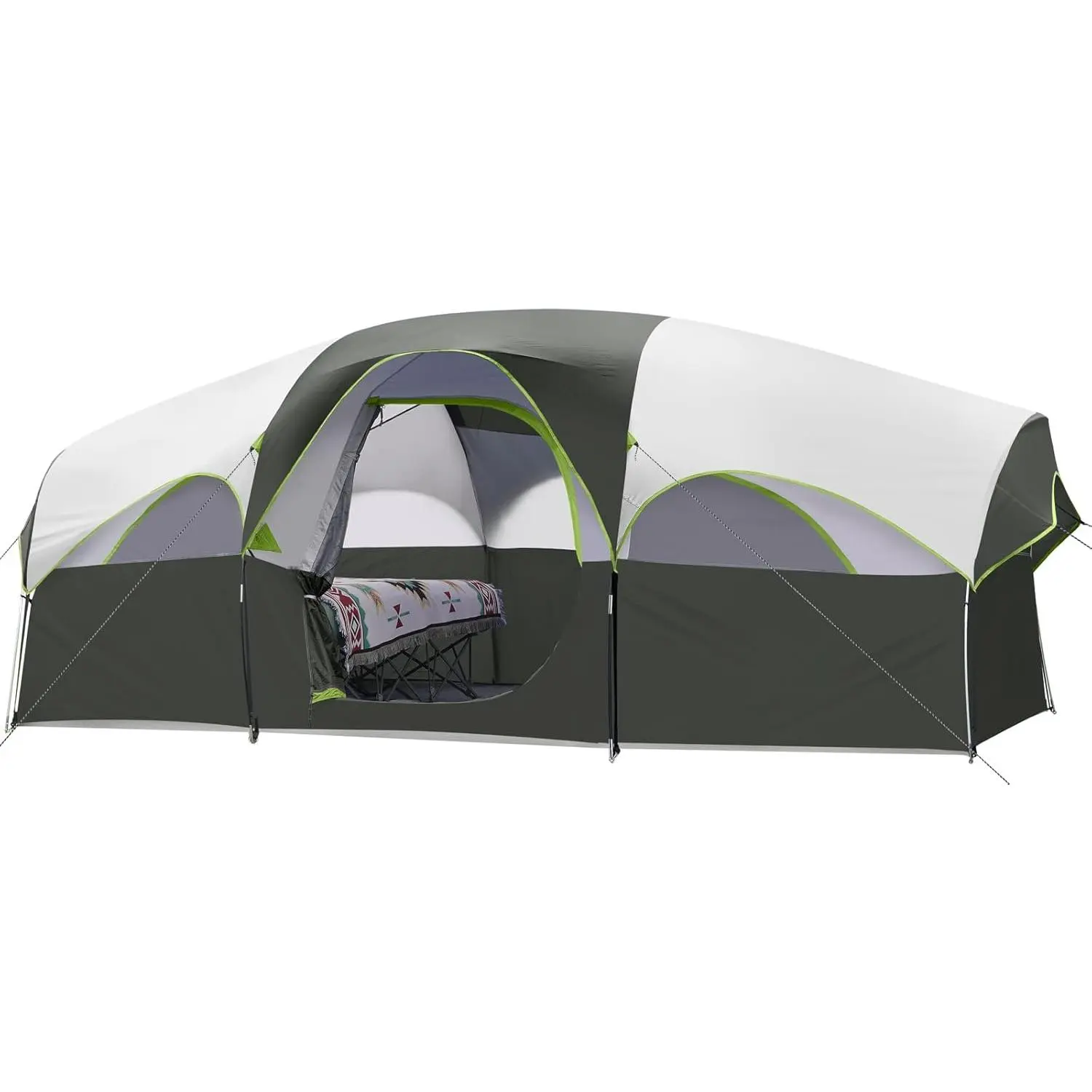 Tent 8 Person Camping Tents, Weather Resistant Family Tent, 5 Large Mesh Windows, Double Layer, Divided Curtain  Separated Room, Portable with Carry Bag