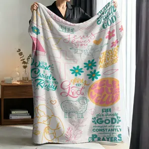 Christian Religious Cross Bible Verse Flannel Throw Blanket 60×80in Ultra Soft Cozy All Season Washable Bed Sofa Cover, Faith Jesus Blanket for Believers, Ideal Gift for Baptism, Birthday, Christian Holiday