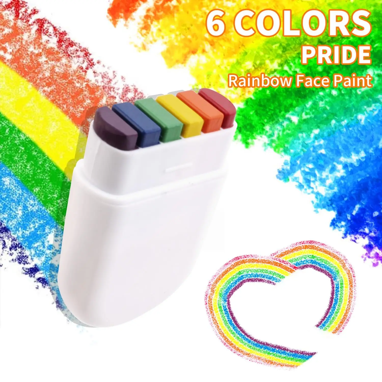 Rainbow Face Paint Pride Flag Makeup Stick, Temporary Tattoos for Pride Parade, Perfect for Pride Month Celebrations, Parties, and Festivals, Designs