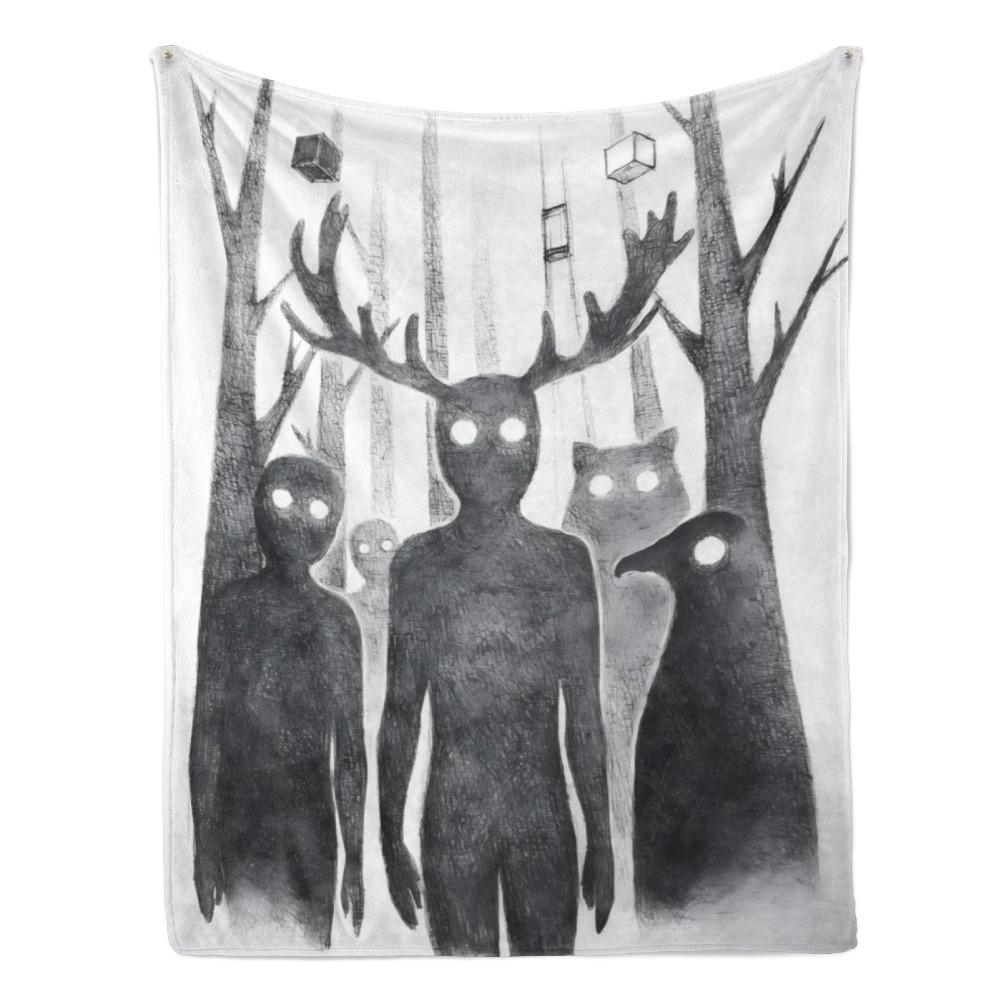 Rusty Lake Theme Flannel Blanket Surreal Mystery Game Throw Soft Cozy Plush Blanket for Couch Sofa Bed Indie Puzzle Art Aesthetic Home Decor Lightweight Travel Blanket Gamer Fan Collection Gift All Season Comfort Decorative Bed Cover