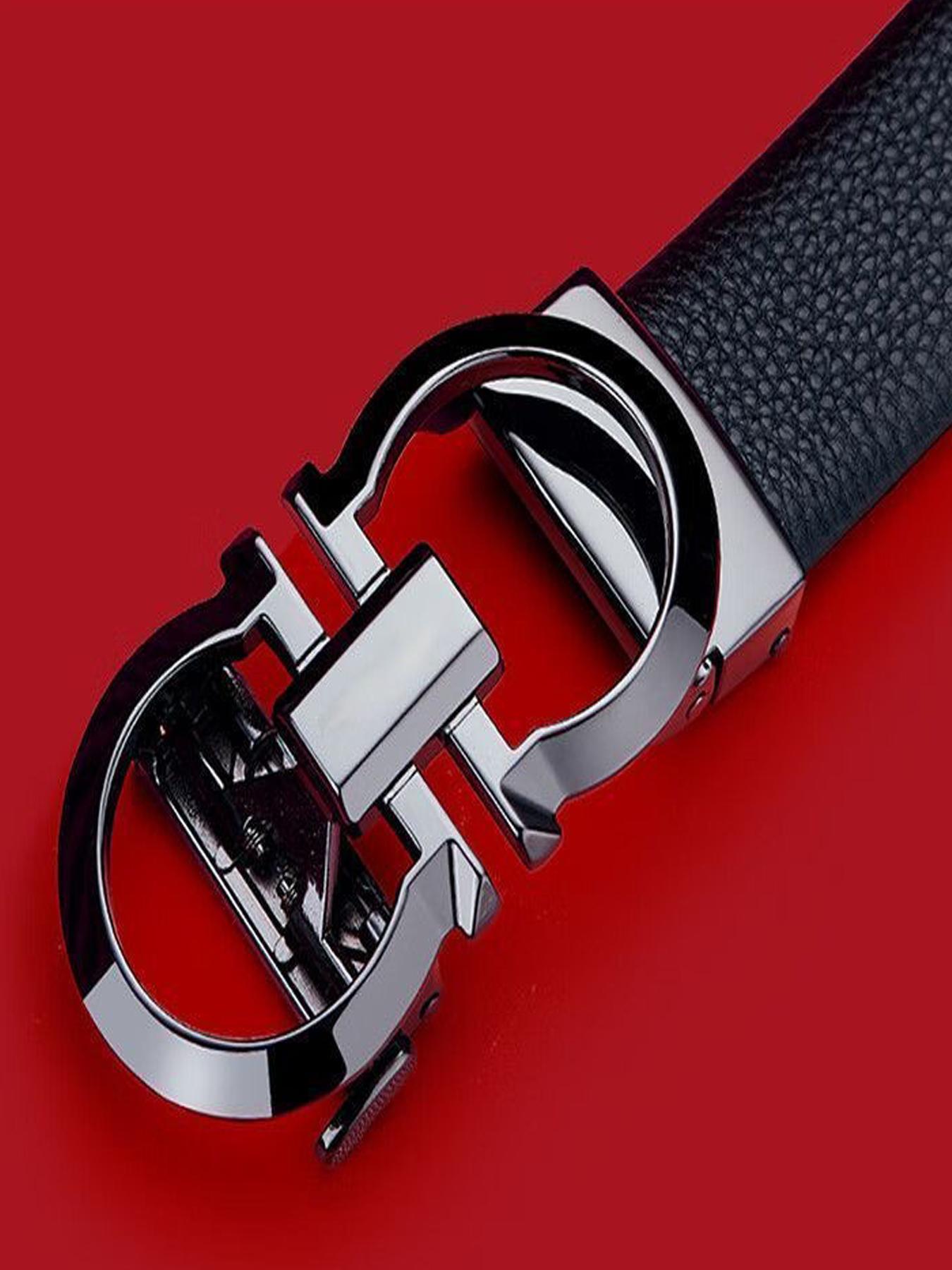 2026 New Arrival Men's PU Leather Belt, Automatic Buckle Business Casual Belt, All-Season Textured Design Men's Belt, Belt with Buckle