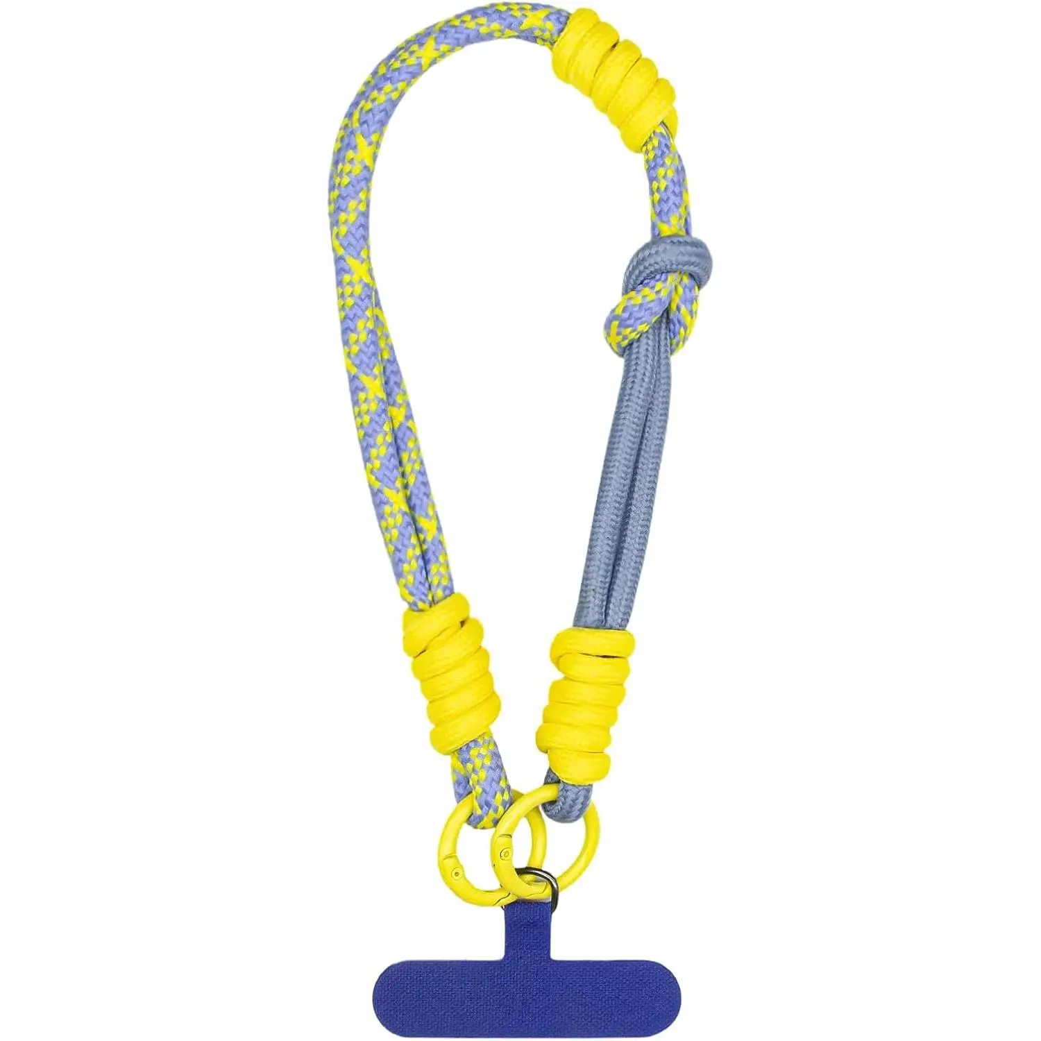 Braided Phone Wrist Strap 1 Pack, 7mm Thick Rope Anti-Loss Hand Lanyard with  Buckles for  & Smartphone Case, Dopamine Color Blocking Wristlet (Blue/Yellow)
