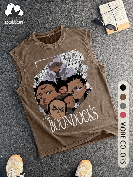 Men's The Boondocks Graphic Round Neck Tank Top, Regular Fit Casual Sleeveless Top for Summer, Men's Top for Daily Wear