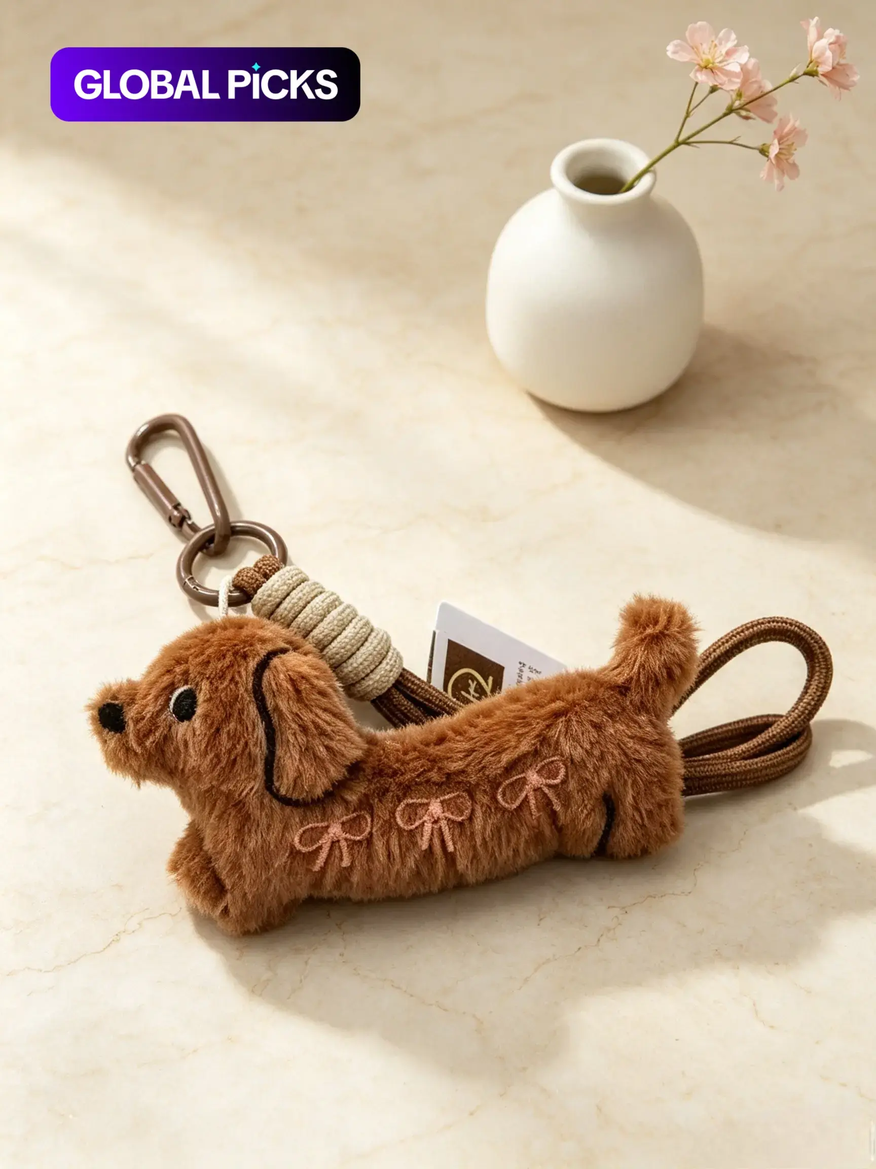 Cute Cartoon Fluffy Dachshund Keychain, Bag Decoration for Women & Girls, Christmas Gift, Purse Accessory, Animal Design Charms Christmas / Thanksgiving / Gift, #GLOBAL PICKS
