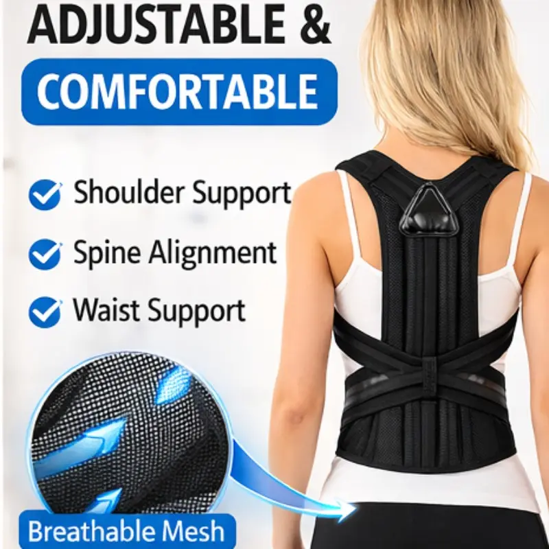 Adult Posture Corrector Strap, Unisex Shoulder Back Support Band, Shoulder Back Aligner, Breathable Mesh Adjustable, Office Sitting Driving Home Daily Wear, All Seasons