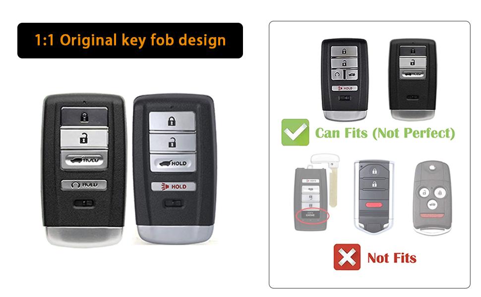 for Acura Keychain Bling Gold White Key Fob Cover Soft TPU Full Protection Smart Key Fob Case Fit for Acura CDX RDX RLX TLX TLX-L ILX NSX 4 Buttons Remote Smart Key Protector (R-ACU-W)