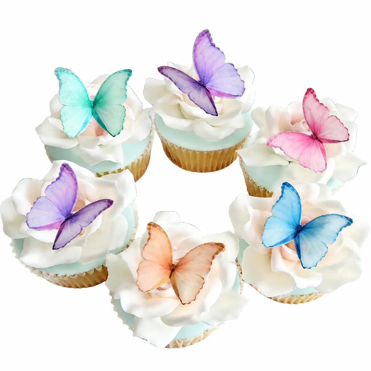 Edible Wafer Paper Butterfly Decorations – Set of 48 Vibrant Purple and Multicolor Food-Safe Cake Toppers for Cupcakes, Desserts, and Baking Projects – Gluten-Free, Thin, Flexible, and Easy to Apply