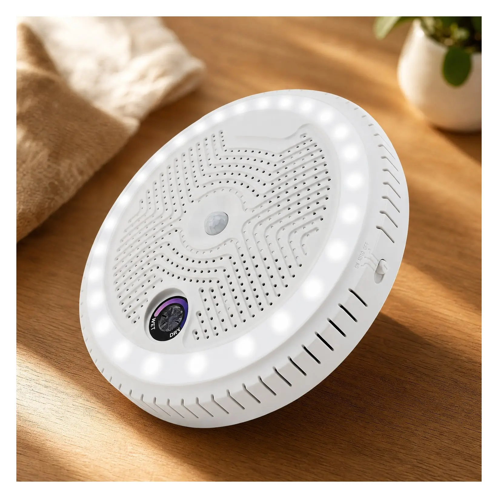 2-in-1 Rechargeable Dehumidifier with Motion Sensor LED Light - ETL Approved for Gun Safes, Gun Cabinets & Enclosed Areas, WhiteGift