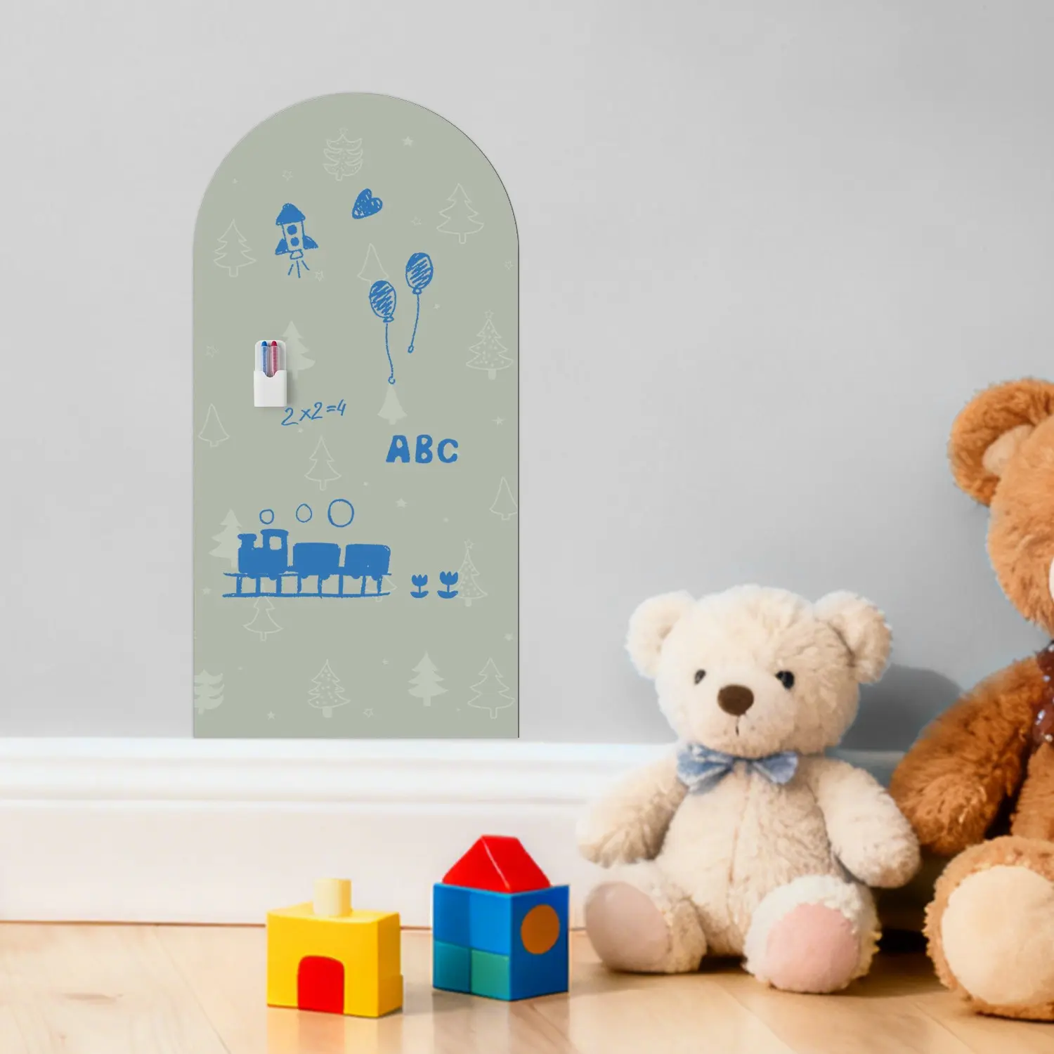 Self-Adhesive Soft Magnetic Whiteboard, Matte Finish, Christmas Tree Pattern Unique Design, Strong Adhesion, Includes 1 Storage Box, 2 Water-Based Markers, 1 Cloth