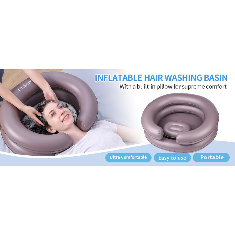 Large Portable Inflatable Hair Washing Basin for Bedridden - Wash Hair in Bed with Inflatable Shampoo Bowl.Hair Washing Basin for Elderly,Disabled,Injured,Ideal Inflatable Sink for Locs Detox