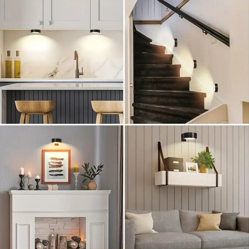 3-Pack Home decoration lighting wall mounted display light, 4LED/pc, metal+plastic material, remote control, 3-color adjustable timer, bedroom night light, study reading light, Dimmable wall lamp, Decorative Wall Light