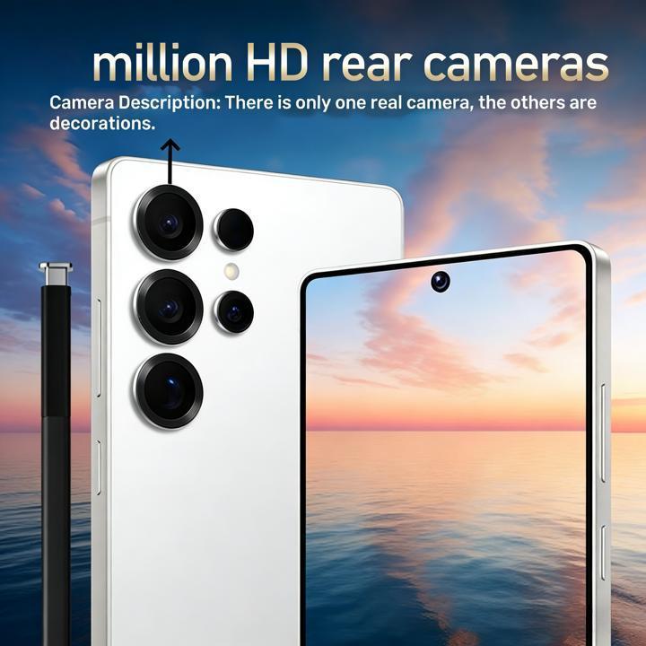 2025 New Unlocked Edition 5G Android Smartphone with High-Definition Display, Front Camera, Rear Camera, Large Capacity Battery, Dual SIM, Built-in Pen, Facial Unlock Support, Includes Charger, Headphones, and Phone Case