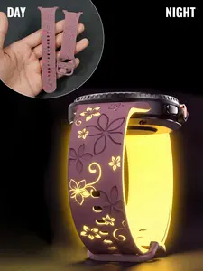 1PC, For Samsung watch 8 replacement strap, 40/44/46mm. Fluorescence Floral - engraved Silicone Smartwatch Strap. New - arrival trendy aesthetic fluorescence - designed quick - release, lightweight and breathable replacement wristband. Unisex style, recom