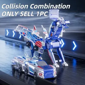 Magnetic Transforming Dinosaur Car Toys Set, Transformer Car, 2 Pieces, Fun Robot Cars for Kids, Christmas Birthday Gifts for Boys & Girls (blue Dragon)